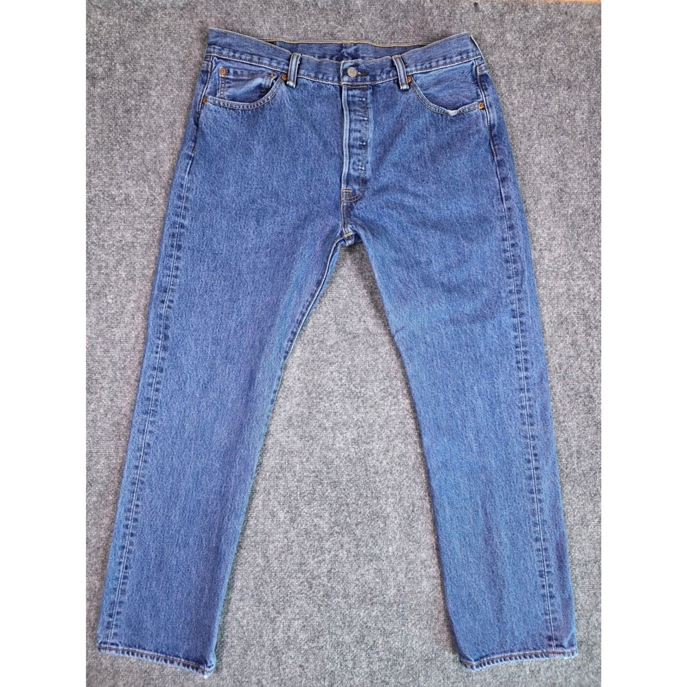 Levi's 501 Original Fit Jeans Mens 36x32 Blue Straight Leg Button Fly Denim 1268